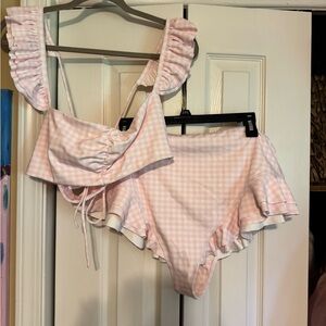 Selkie Light Pink Checkered Bikini